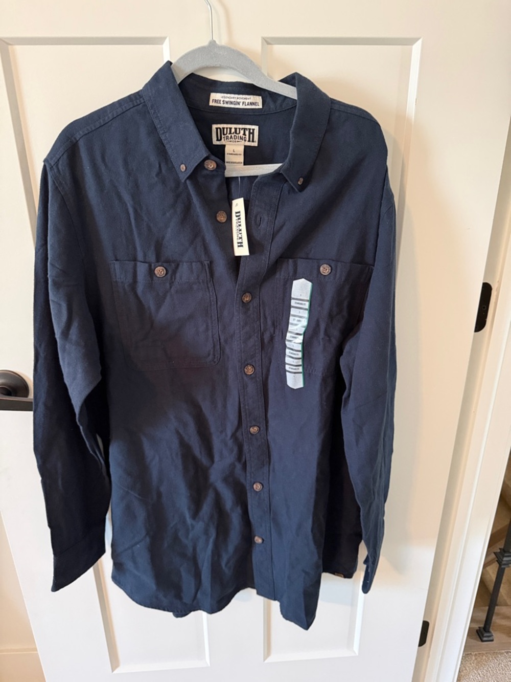 Duluth Trading Co Navy Free Swingin Flannel